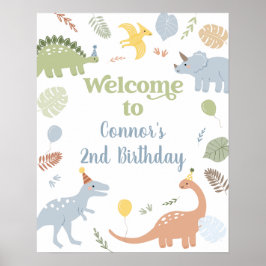 Välkommen till Blue Boy Boho Dinosaur Birthday Poster