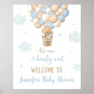 Välkommen till Blue Boy Nalle Ballower Baby Shower Poster