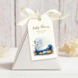 Välkommen till Blue Guld Pumpkin Baby Shower Presentetikett