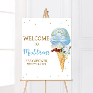 Välkommen till Blue Ice Cream Baby Shower Poster