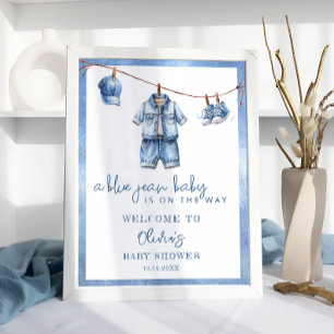 Välkommen till Blue Jean Baby Denim Baby Shower Poster