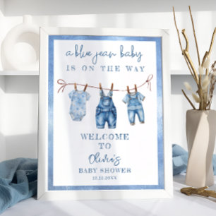 Välkommen till Blue Jean Baby Denim Pojke Shower V Poster