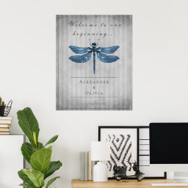 Välkommen till Blue Jeweled Dragonfly Bröllop Poster