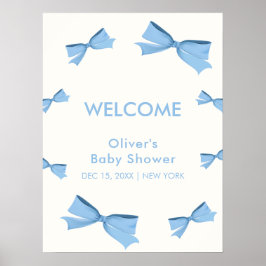Välkommen till Blue Little Bow Ram Boy Baby Shower Poster