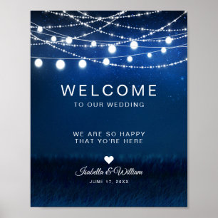 Välkommen till Blue Nght & Silver String Ljus Bröl Poster