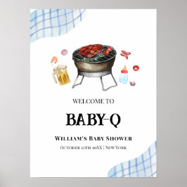 Välkommen till Blue Play Retro Baby Q Baby Shower Poster