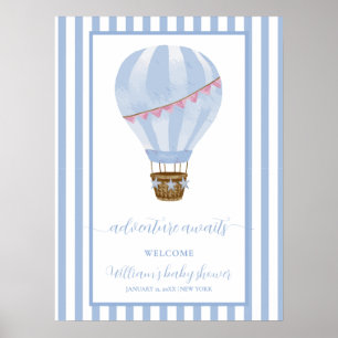 Välkommen till Blue Rand Luftballong Baby Shower Poster