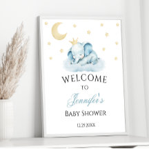 Välkommen till Blue Sömnig Elephant Pojke Shower