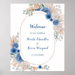 Välkommen till Boho Blue Pampas Grass Bröllop Poster