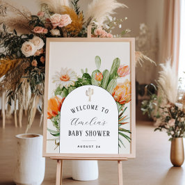 Välkommen till Boho Cactus Arch Baby Shower Poster
