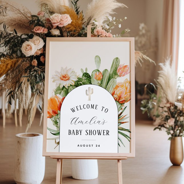 Välkommen till Boho Cactus Arch Baby Shower Poster (Skapare uppladdad)