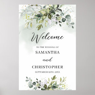 Välkommen till Boho Eucalyptus greenery grenar gul Poster