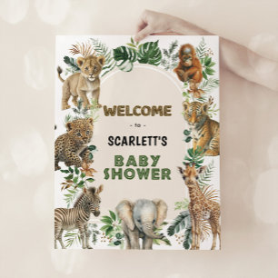 Välkommen till Boho Jungle Vilda djur Boy Shower Poster