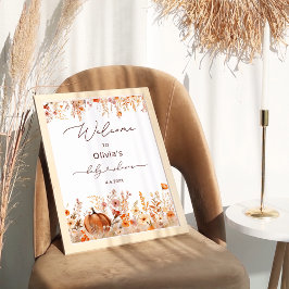 Välkommen till Boho Little Pumpkin Fall Wildblommo Poster
