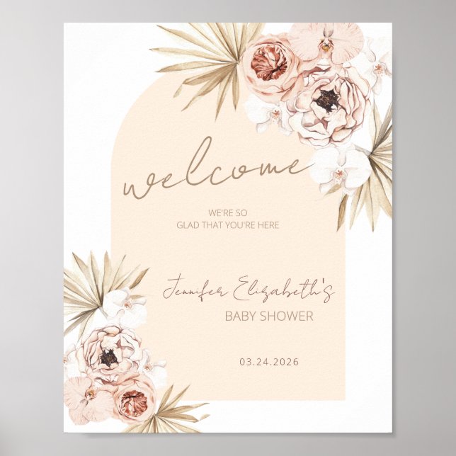 Välkommen till Boho Pampas Grass Baby Shower Poster (Framsidan)