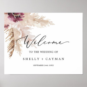 Välkommen till Boho Pampas Grass Bröllop Poster
