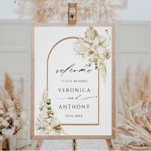Välkommen till Boho Pampas Grass Orchid Blommigt B Poster