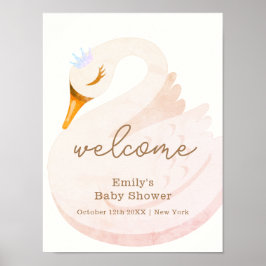 Välkommen till Boho Princess Svan Girl Baby Shower Poster