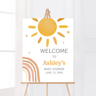 Välkommen till Boho Retro Sunshine Baby Shower Poster