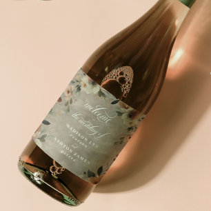 Välkommen till Boho Sandy Beige Cottagecore Bröllo Vinflaska Etikett