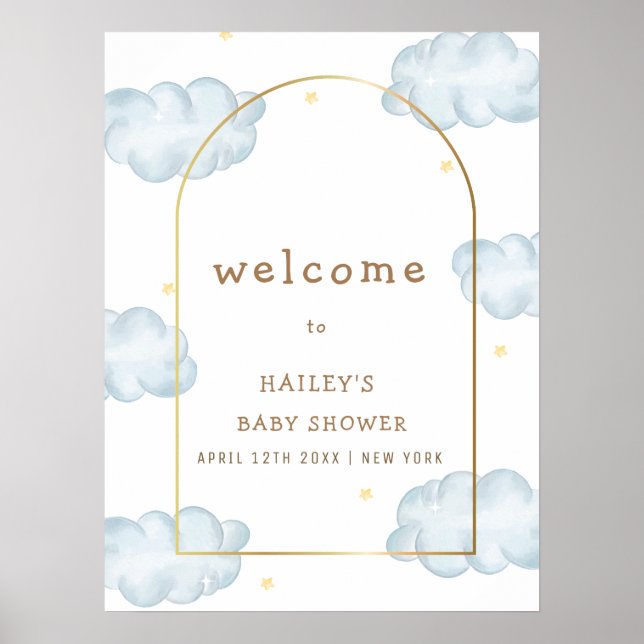 Välkommen till Boho Star Cloud Arch Boy Shower Väl Poster (Framsidan)