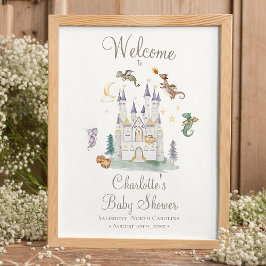 Välkommen till Boho Storybook Dragon Baby Shower Poster