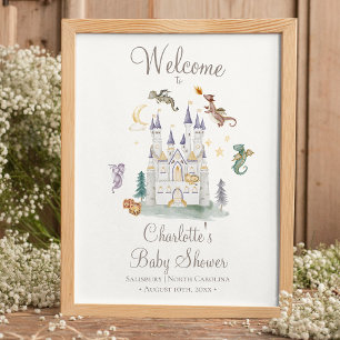 Välkommen till Boho Storybook Dragon Baby Shower Poster