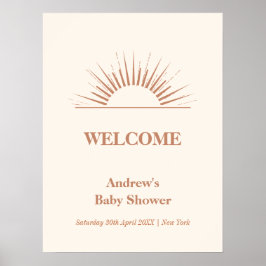 Välkommen till Boho Sunshine Baby Shower för enkel Poster