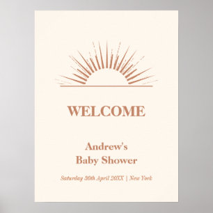Välkommen till Boho Sunshine Baby Shower för enkel Poster