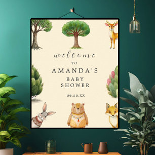 Välkommen till Boho Woodland Animals Baby Shower Poster