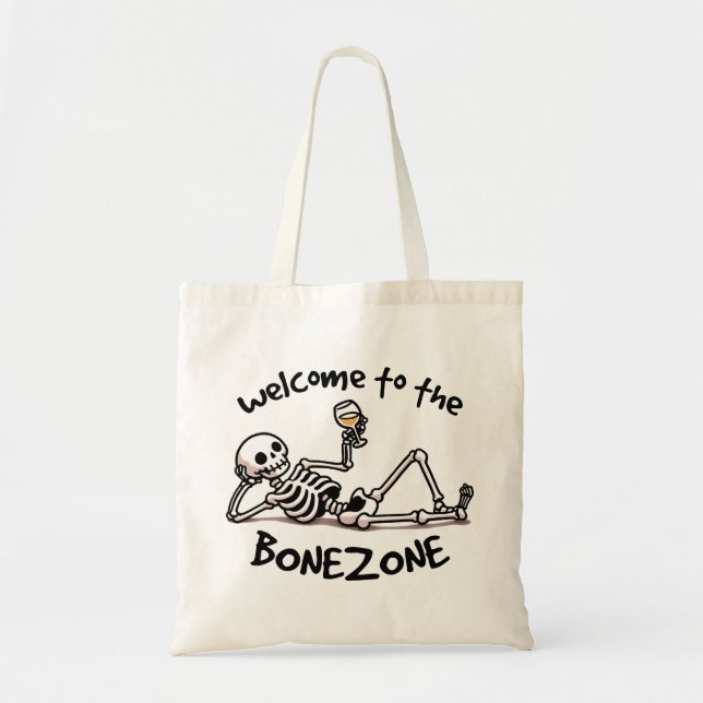 "Välkommen till Bonezone" Skeleton Tote Bag Tygkasse (Framsidan)