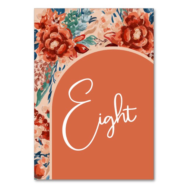 Välkommen till Bordsnumren | Boho Terracotta Blomm Bordsnummer (Framsidan)