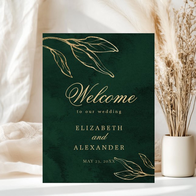 Välkommen till Botaniskt Emerald Guld Elegant bröl Poster (Skapare uppladdad)