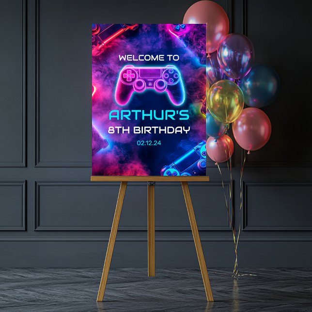 Välkommen till Boys Video Gaming Födelsedagsfest Poster (Skapare uppladdad)