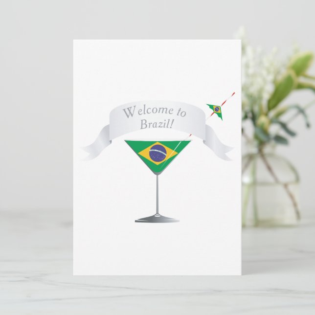 Välkommen till Brasilien Martini Glas Brasilianska Inbjudningar (Stående Fram)
