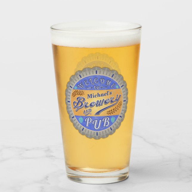 Välkommen till Brewery Pub Personlig Beer Flaska C Glaskopp (Framsida fylld)