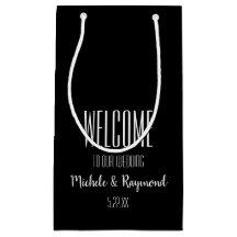Välkommen till Bröllop BLACK Gift Bags SMALL