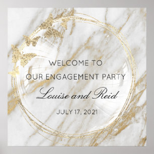 VÄLKOMMEN TILL Bröllop Förlovning Guld Marble Poster