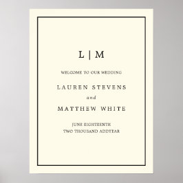 Välkommen till Bröllop i Monogram ivoriansk Elegan Poster