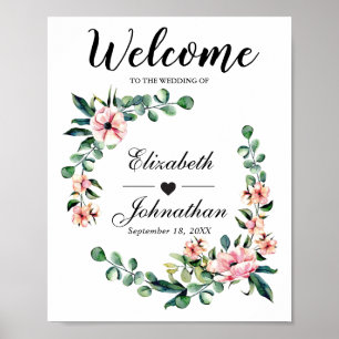 Välkommen till Bröllop Sign Greenery Wandey   Poster