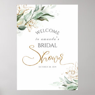 Välkommen till bröllops- eller baby shower med grö poster