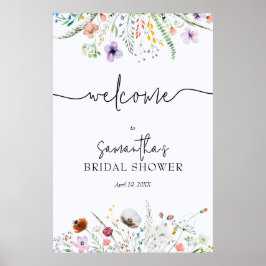 Välkommen till Bröllopsdusch för Vildblomma Poster