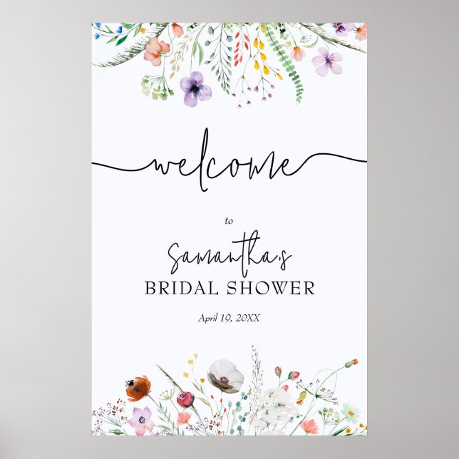 Välkommen till Bröllopsdusch för Vildblomma Poster (Framsidan)