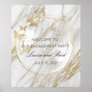 Välkommen till bröllopsengagemang i gyllene ram poster
