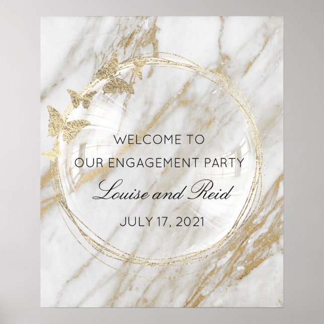 Välkommen till bröllopsengagemang i gyllene ram poster (Framsidan)