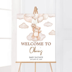Välkommen till Brown Baby Bear Balloon Baby Shower Poster