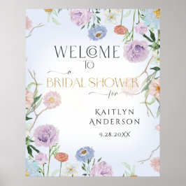 Välkommen till brudfesten Vilda blommor Himmelblå  Poster