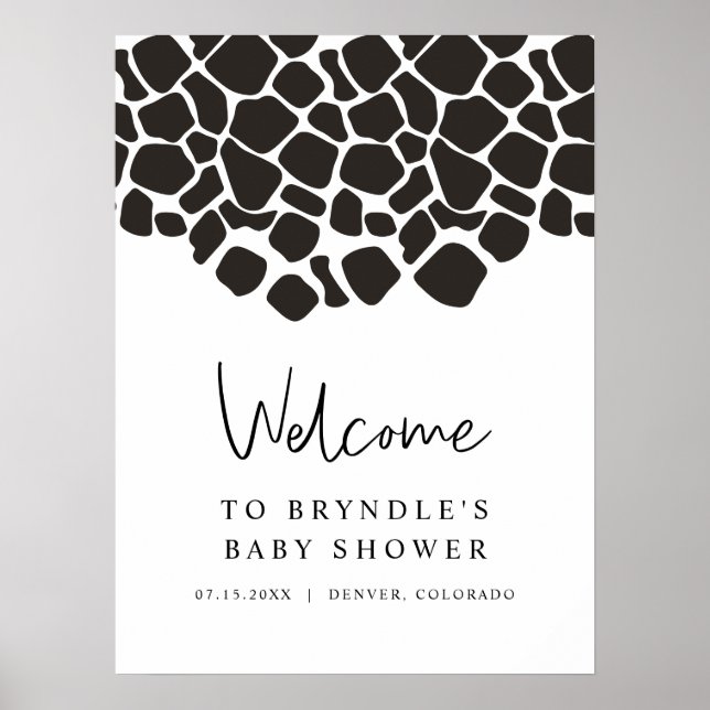 Välkommen till BRYNDLE Modern Cow Print Baby Showe Poster (Framsidan)