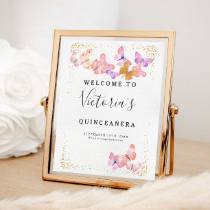 Välkommen till Butterfly Himlar Coral Guld Butterf Poster