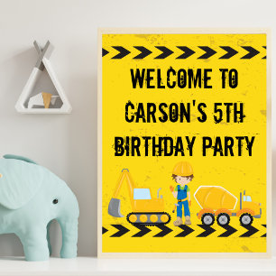 Välkommen till bygget Fordon Anpassningsbar Barns Poster